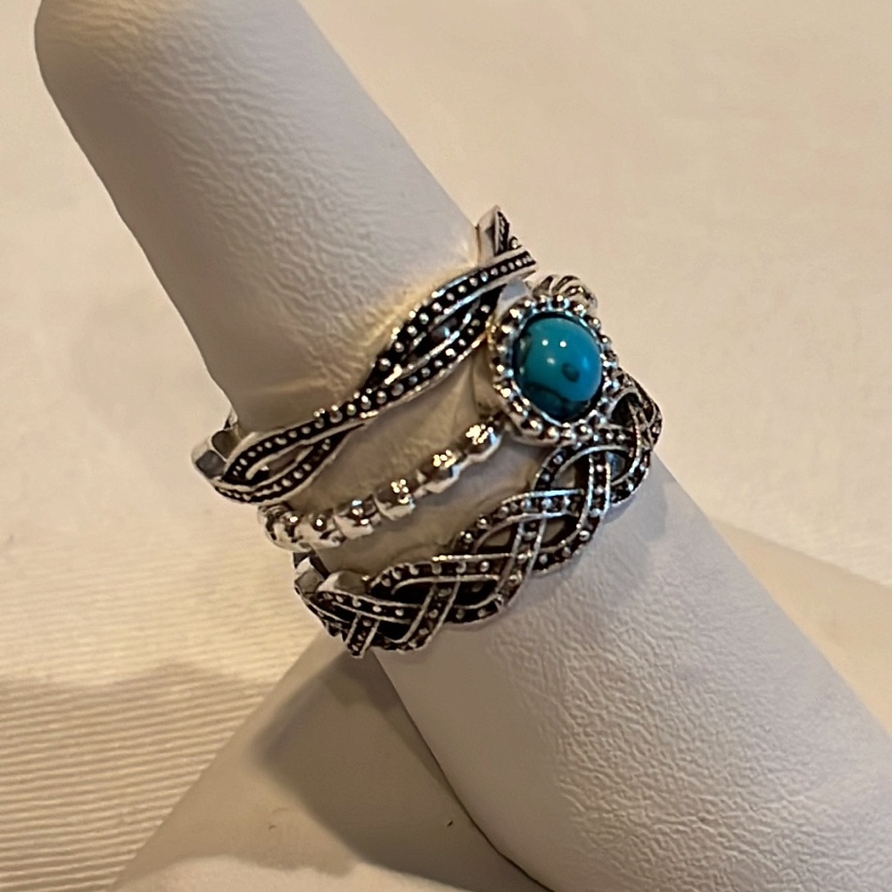 Silver Tone 3 Ring Set, 8 - Picture 2 of 3